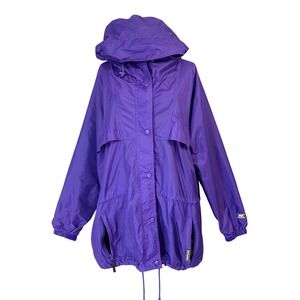 Helly Hansen Packable Rain Jacket Womens L Purple Excellent Hooded Windbreaker